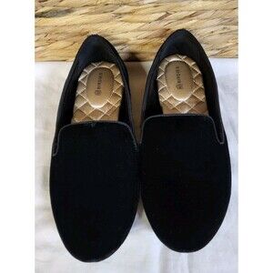 BIRDIES The Starling Loafers Womens 7 Venetian Flats Black Velvet Slip On Shoes